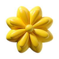 3D render of a bright yellow abstract flower with smooth petals. Ideal for floral designs, backgrounds, and creative decoration. png