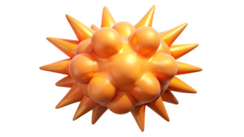 3D render of an abstract geometric shape with a spiky orange surface, isolated on white background, ideal for creative design projects. png