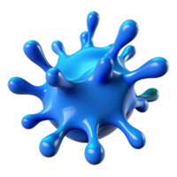 3D rendered image of a blue virus particle, isolated on a white background, depicting microscopic biological organisms. png