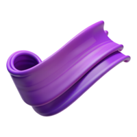 Abstract 3D rendering of a vibrant purple ribbon with dynamic curves and glossy texture. Ideal for modern design and creative projects. png