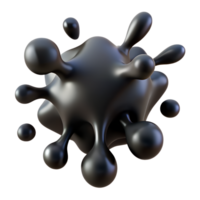 Abstract black 3D blob with smooth surface and protruding nodes on transparent background. Conceptual and modern digital art. png