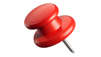 Close-up of a red push pin isolated on a white background. Ideal for office, school, and organizational purposes. High-resolution image. png