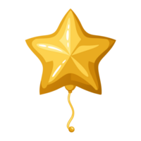 Shiny gold star balloon illustration with a reflective surface. Perfect for celebrations, parties, and festive decorations. png