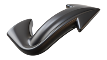 3D metallic arrow pointing upwards symbolizes progress and success. High-resolution, suitable for presentations and marketing materials. png