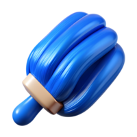Bright blue 3D stylized ice cream popsicle on a stick. Vibrant color, unique design. Perfect for summer and dessert-themed visuals. png
