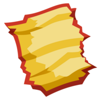Illustration of a yellow and red torn paper icon with jagged edges, perfect for graphic design, scrapbooking, or digital art projects. png