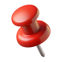 High-quality close-up image of a red pushpin on a white background, perfect for business presentations or educational materials. png