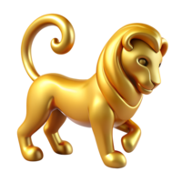 Golden lion illustration in a stylized 3D design, perfect for logos, symbols, and creative projects with a bold and majestic theme. png