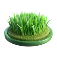 Lush green grass patch in a circular container, perfect for nature and gardening themes. Vibrant and fresh, symbolizing growth and vitality. png