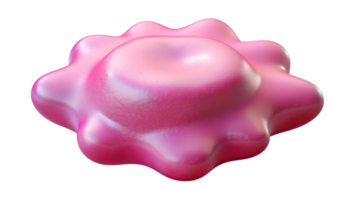 Pink abstract shape with glossy surface, resembling a splash or irregular blob, isolated on transparent background. png