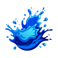 Vibrant cartoon-style water splash icon in blue tones, perfect for design projects, animation, games, and web graphics. png