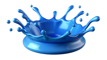 Vibrant splash of blue liquid captured mid-action, showcasing the dynamic fluidity and vivid color contrast for creative design projects. png