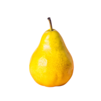 A bright yellow pear isolated on a white background, showcasing its smooth, ripe surface and leafless stem. Ideal for food, nutrition, and health concepts. png