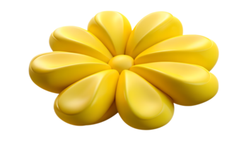 Vibrant yellow 3D flower icon with geometric petal design. Perfect for use in creative projects, design elements, and digital branding. png