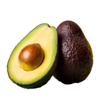 Fresh ripe avocado split in half with visible seed on white background. Perfect for healthy eating and diet concepts. png