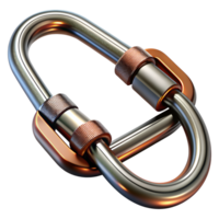 Close-up image of robust metal carabiner connectors, ideal for climbing, industrial use, or securing heavy loads. High-quality detailed shot. png