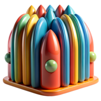 Colorful, abstract 3D sculpture with smooth, glossy surfaces and rounded shapes, resembling a playful, futuristic structure. png