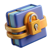 3D illustration of a secure locked folder with a padlock, symbolizing data protection and cybersecurity. png