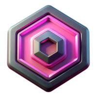 3D abstract hexagon shape in pink and black hues. Perfect for modern design concepts and digital artwork. png