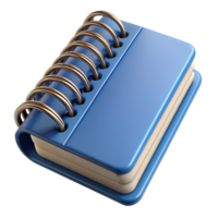Blue spiral-bound notebook isolated on white background, perfect for office, school, and personal use. Ideal for organizing and note-taking. png