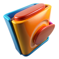 Colorful 3D abstract geometric shape with glossy finish, bright colors, and rounded edges. Perfect for design projects, illustrations, and backgrounds. png