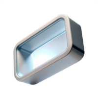 Futuristic 3D device with a sleek metallic frame and illuminated interior, perfect for technology or science fiction imagery. png