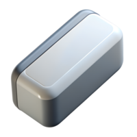 Modern white rectangular compact wireless router or electronic device with smooth rounded edges on a white background. png