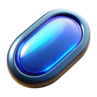 Futuristic blue button with metallic border, sleek design for user interface, app, or technology-themed projects. png