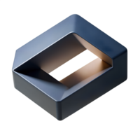 moderno geométrico metálico objeto com uma oco Centro, exibindo contemporâneo industrial Projeto e minimalista estética. png