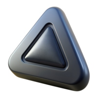 Sleek black triangular 3D button icon with rounded edges and modern design for web applications, and digital interfaces. png