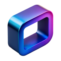 Vibrant 3D metallic logo with gradient colors, showcasing modern design, perfect for tech branding, websites, and digital media. png