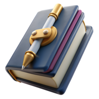 Stack of books with a pen, symbolizing education, writing, and knowledge. Ideal for themes of learning, study, and academics. png