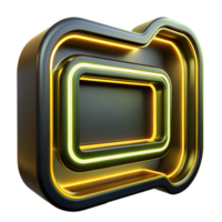 Modern 3D icon design with neon lighting and futuristic elements, perfect for digital, web, and app interfaces. png