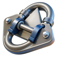 High-quality illustration of a metallic carabiner clip. Perfect for themes related to climbing, safety, and outdoor activities. png
