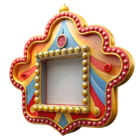 Vintage carnival frame with ornate details and colorful patterns, perfect for adding a touch of retro charm to any photo or design. png