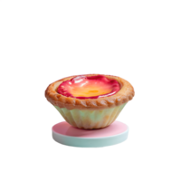 Close-up of a delectable tart with vibrant filling, presented on a stylish base. Perfect for culinary visuals or food-themed concepts. png