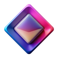 Vibrant, futuristic 3D abstract geometric shape with gradient colors, symbolizing modern technology and digital design aesthetics. png