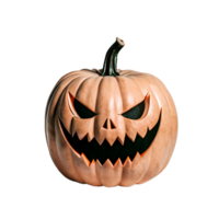 Scary carved jack-o'-lantern with a menacing face, perfect for Halloween decorations and spooky-themed events. png