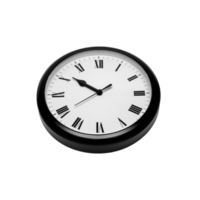 Black Framed Analog Clock With Roman Numerals Displaying Three OClock png
