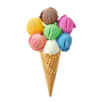 Colorful Ice Cream Cone With Multiple Flavors png