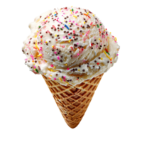 Single Scoop Vanilla Ice Cream Cone With Sprinkles png