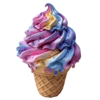 Colorful Swirled Ice Cream Cone With Sprinkles png