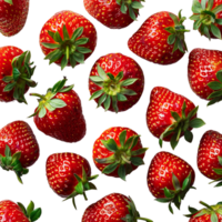Fresh Red Strawberries Arranged in Pattern on White Background png