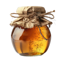 Glass Jar of Honey With Burlap Lid and Twine png