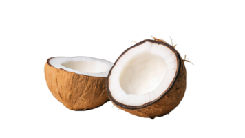 Two Halved Coconut Shells Isolated on White Background png