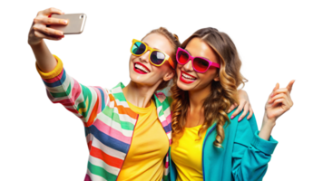 Two Women Taking A Selfie While Smiling And Wearing Sunglasses png