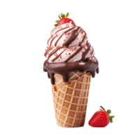 Chocolate cone ice cream isolated on transparent background png