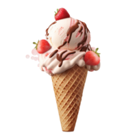 Chocolate cone ice cream isolated on transparent background png