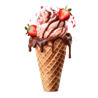 Chocolate cone ice cream isolated on transparent background png
