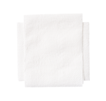 Top view of white folded tissue paper in stack isolated with clipping path in file format png